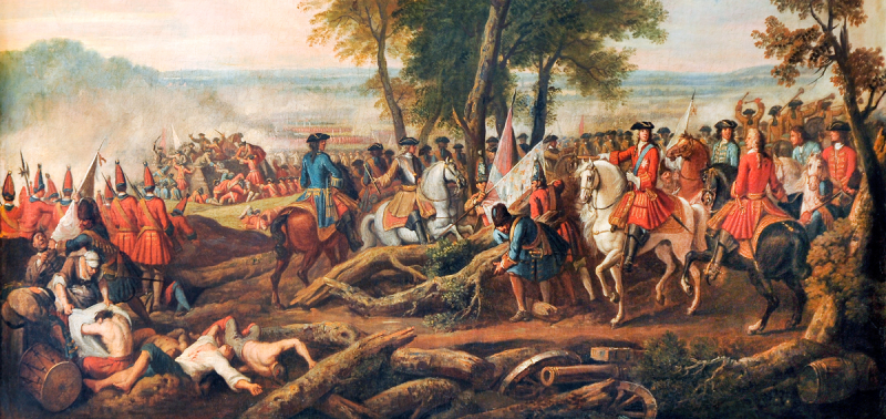 Painting of Marlborough entering the French camp after the Battle of Malplaquet