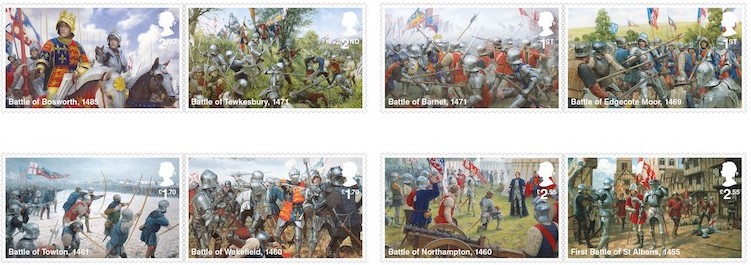 Royal Mail Wars of the Roses stamp set