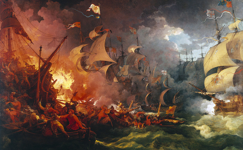 English fireships attached the Spanish Armada